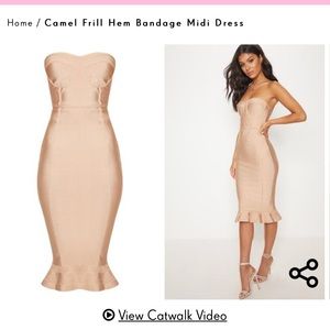 PrettyLittleThing champagne bodycon dress
